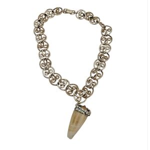 Cone Shell Pendant Necklace – Clear Crystal Ornate Chain Coastal